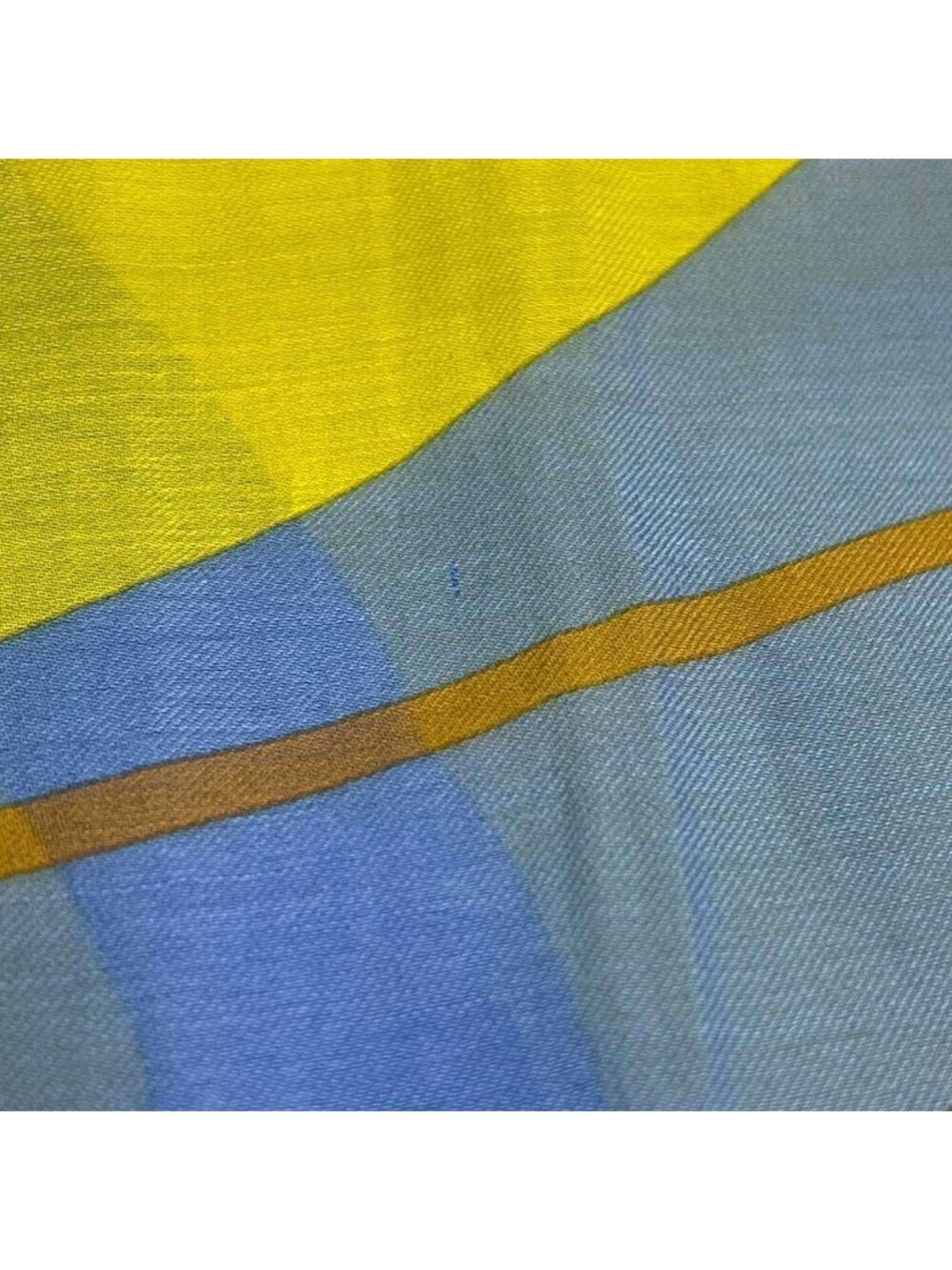 Hermes Puzzle Rectangle Cotton Silk Shawl Blue Scarf - Picture 5 of 5